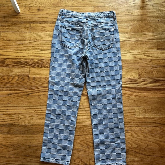 Song Jeans Women's Checkered Blue Jeans Size 5/27 Timeless Fit Boho - Picture 2 of 7